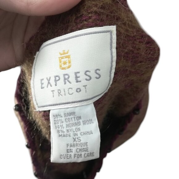 Vintage Express Beaded Embroidered Fringe V-Neck Sweater Size XS Tunic Boho - Picture 11 of 11